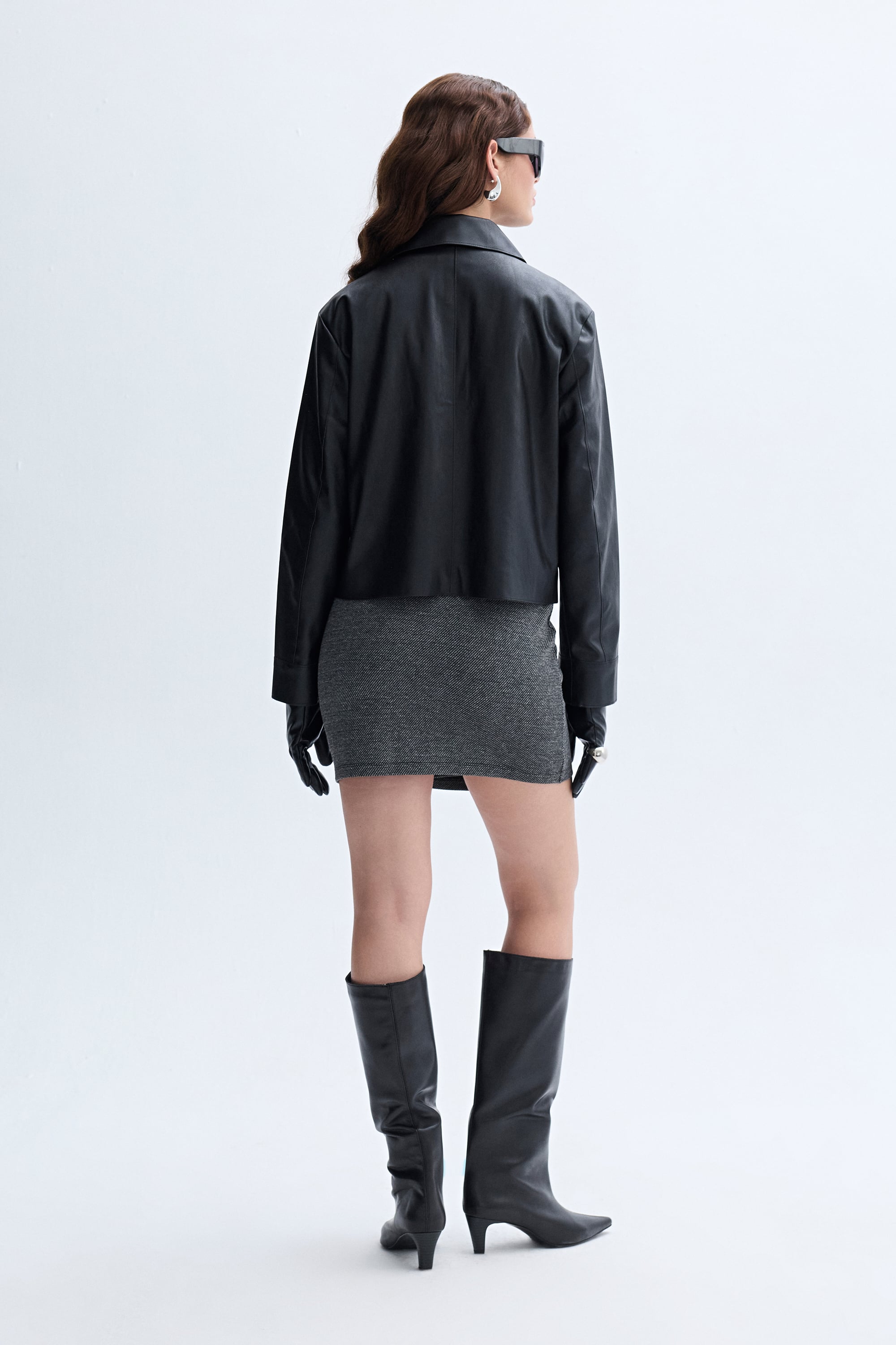 ERKEK YAKA DERİ GÖRÜNÜMLÜ CEKET