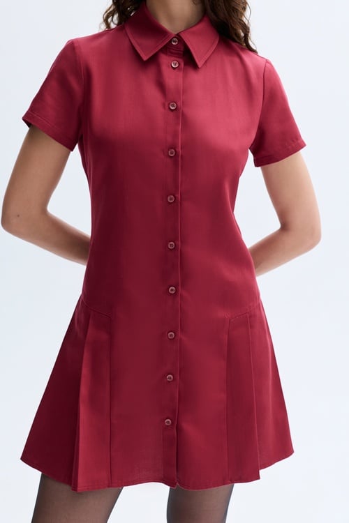  PİLELİ MİNİ GÖMLEK ELBİSE