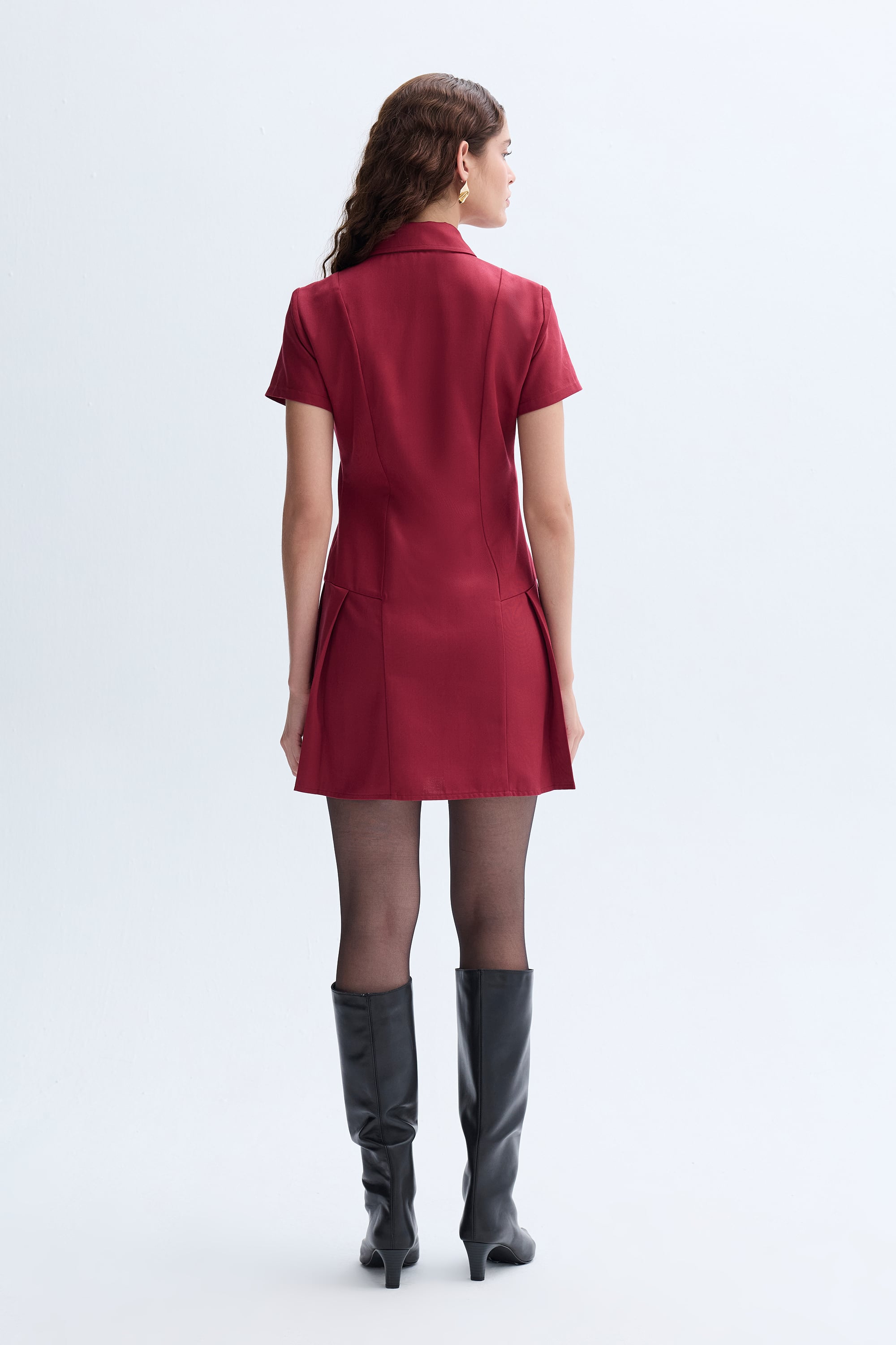 PİLELİ MİNİ GÖMLEK ELBİSE