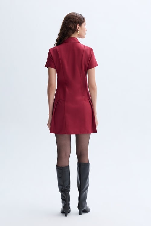 PİLELİ MİNİ GÖMLEK ELBİSE