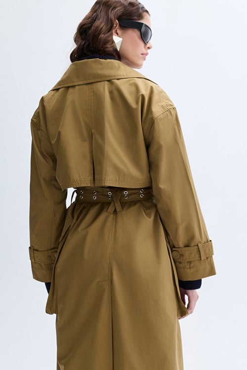 OVERSIZE KEMERLİ UZUN TRENÇKOT