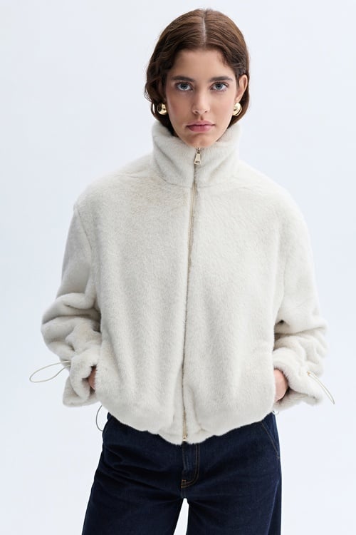 CROP DİK YAKA PELÜŞ MONT CEKET