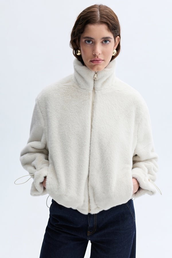 CROP DİK YAKA PELÜŞ MONT CEKET