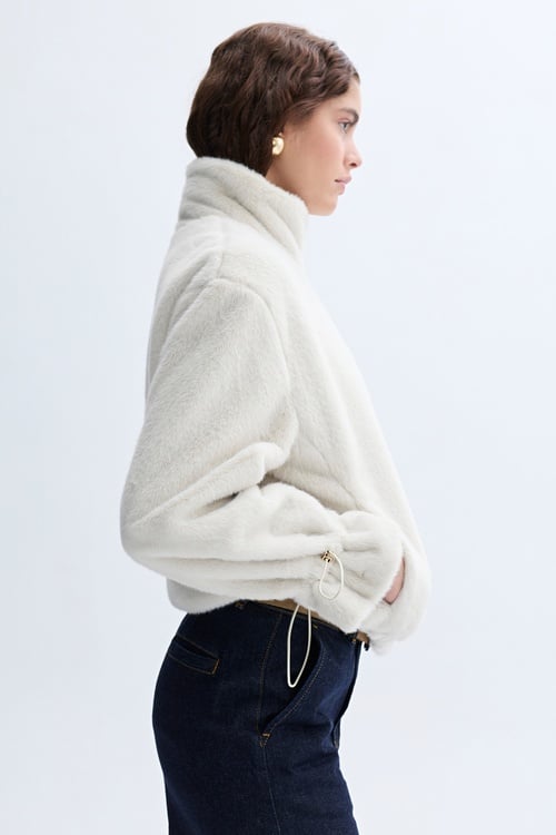 CROP DİK YAKA PELÜŞ MONT CEKET