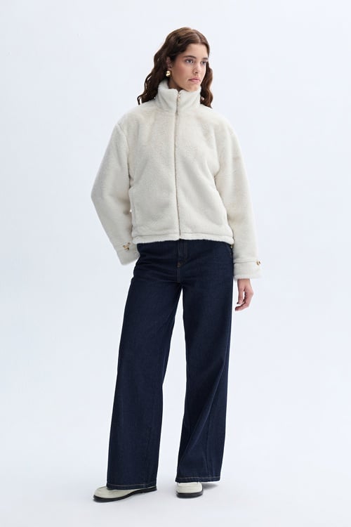 CROP DİK YAKA PELÜŞ MONT CEKET