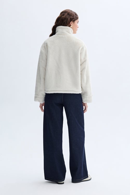 CROP DİK YAKA PELÜŞ MONT CEKET