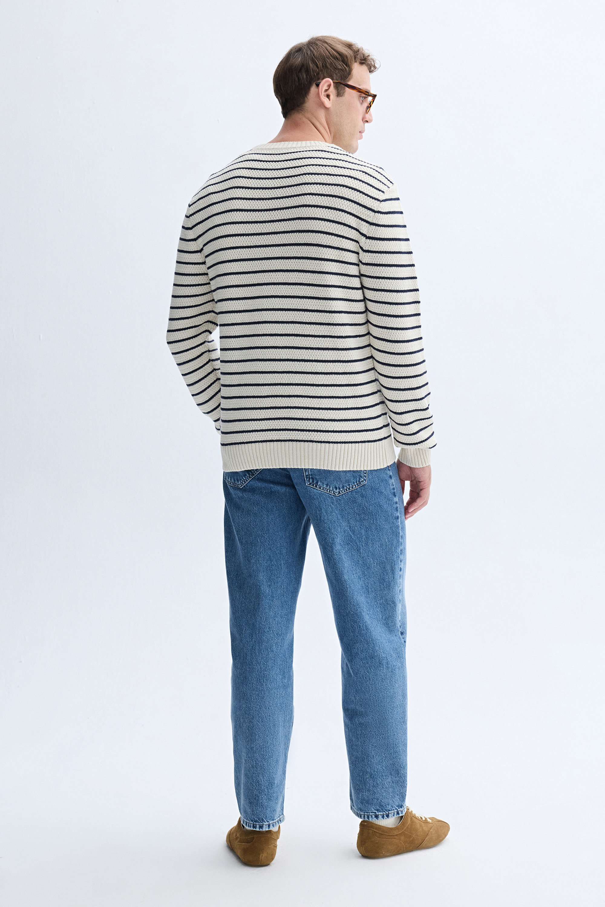 ÇİZGİLİ BİSİKLET YAKA TRİKO KAZAK