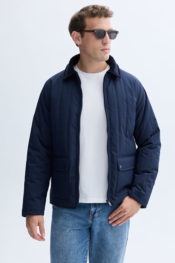 KADİFE YAKA KAPİTONELİ MONT