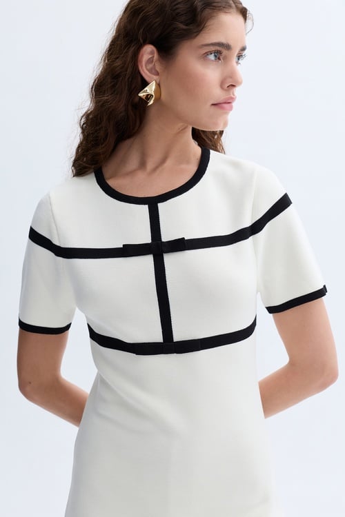 ÇİZGİ DETAYLI MİNİ ELBİSE