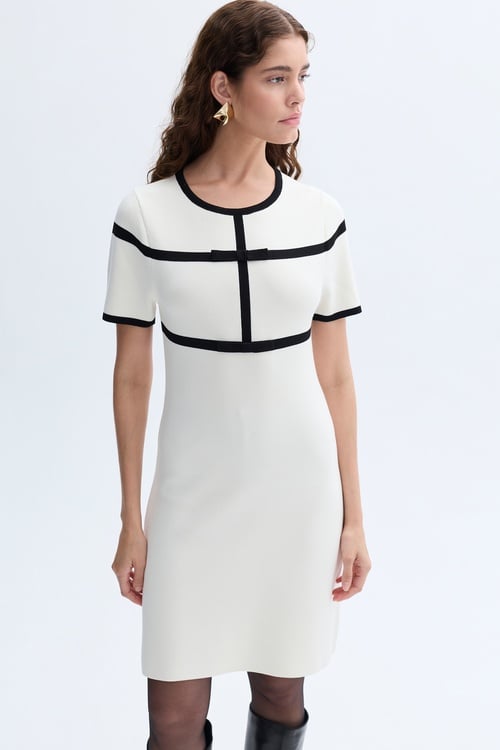 ÇİZGİ DETAYLI MİNİ ELBİSE