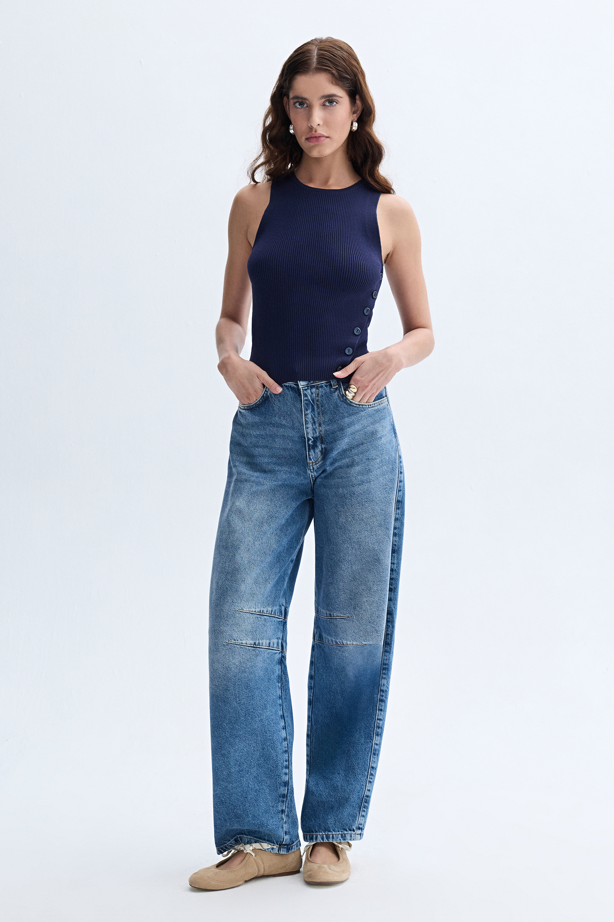 LOOSE FIT DİKİŞ DETAYLI JEAN PANTOLON