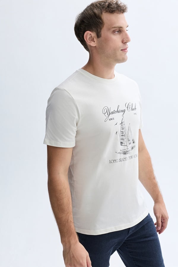 BASKILI BİSİKLET YAKA T-SHIRT