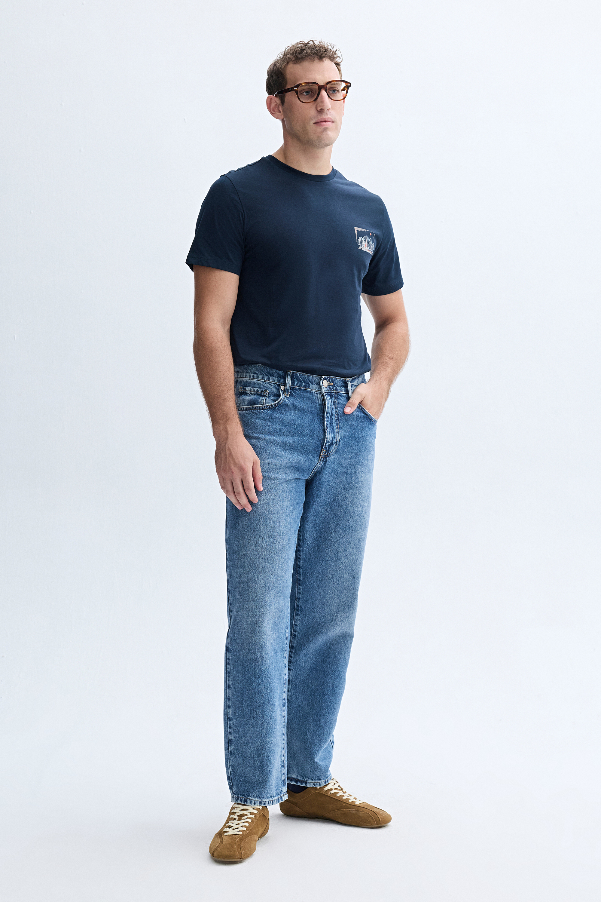 BASKILI BİSİKLET YAKA T-SHIRT