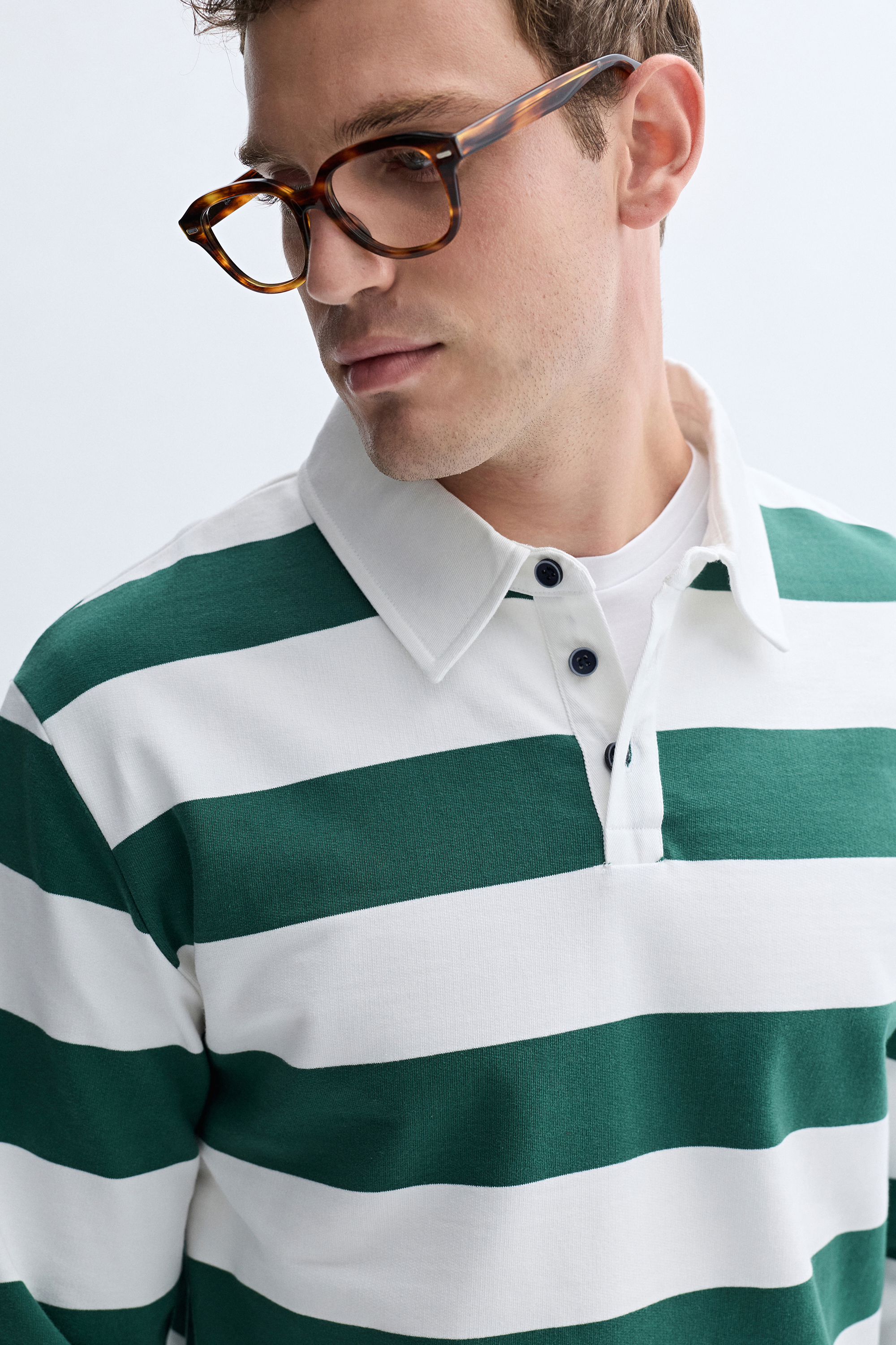 ÇİZGİLİ POLO YAKA SWEATSHIRT