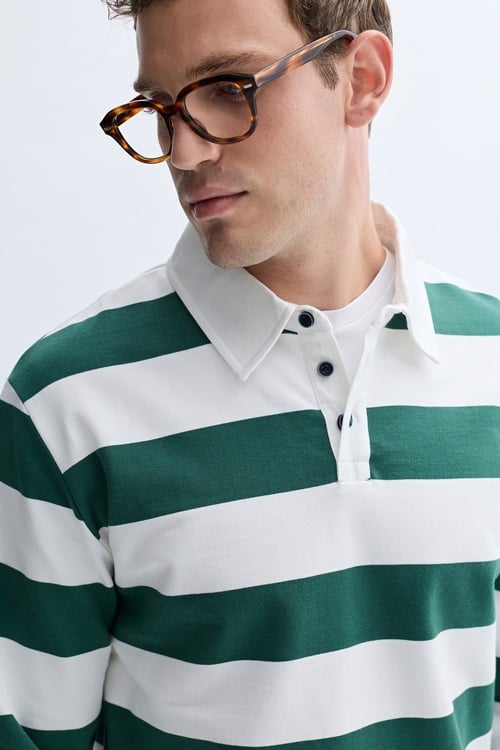 ÇİZGİLİ POLO YAKA SWEATSHIRT