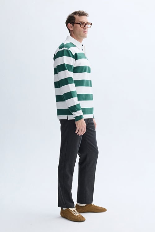 ÇİZGİLİ POLO YAKA SWEATSHIRT