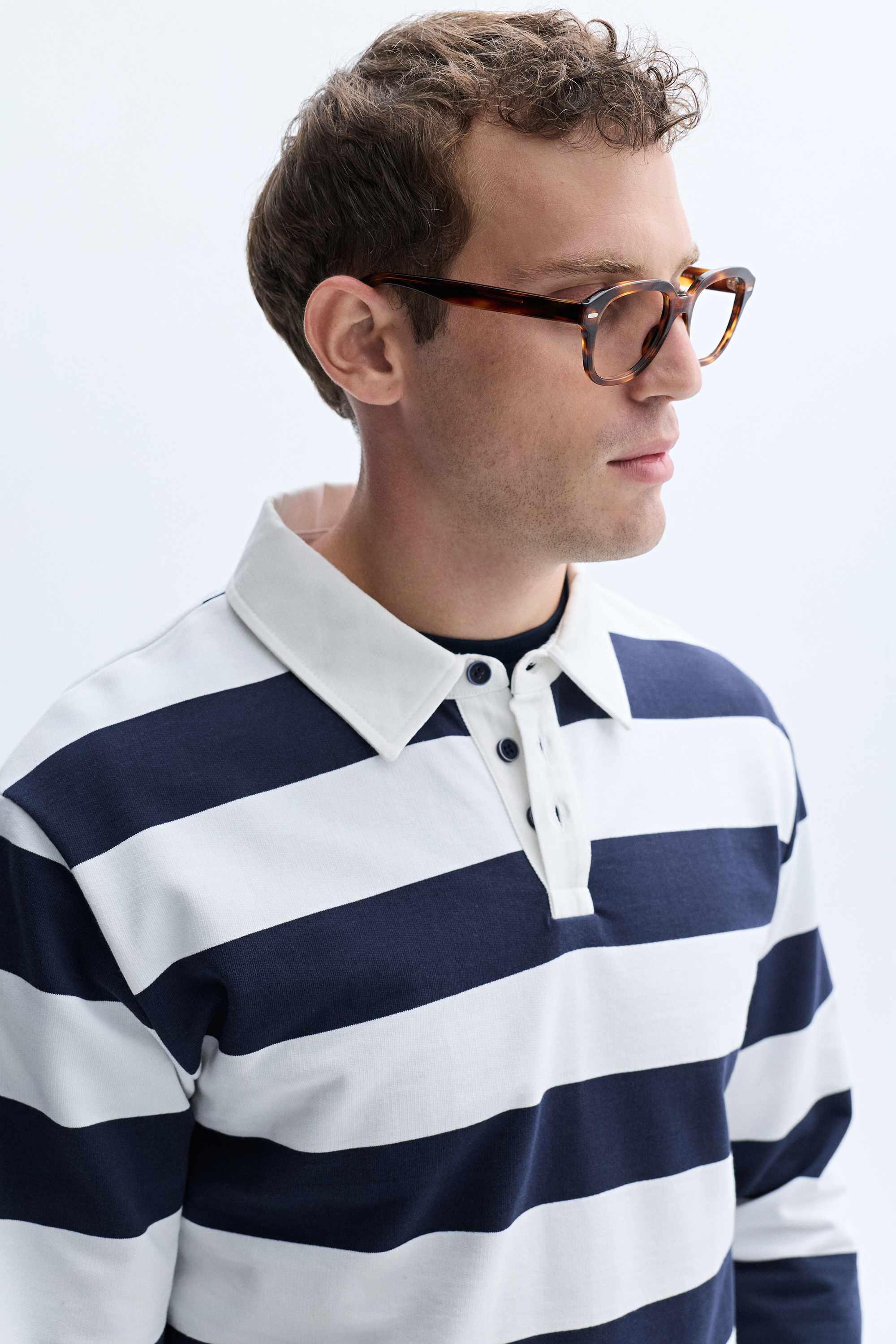 ÇİZGİLİ POLO YAKA SWEATSHIRT