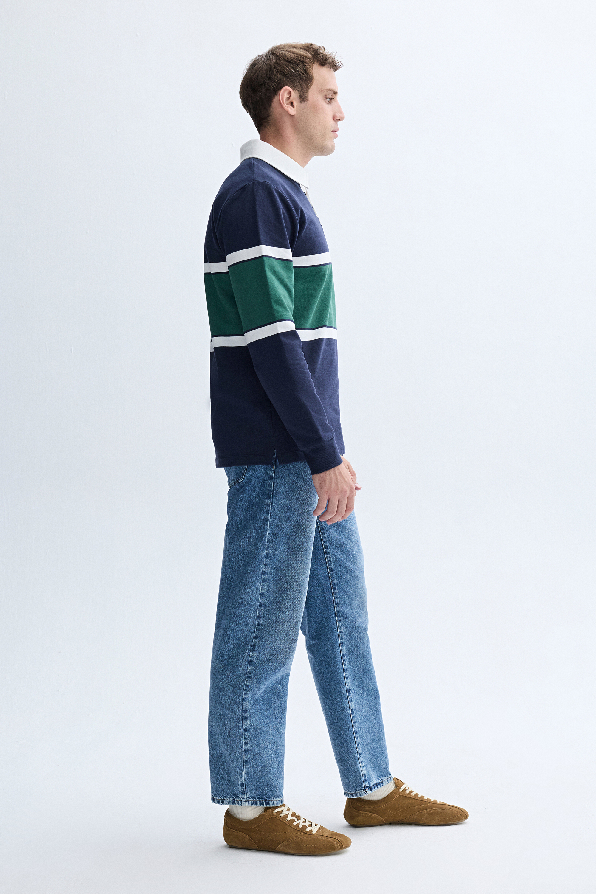 ÇİZGİLİ POLO YAKA SWEATSHIRT