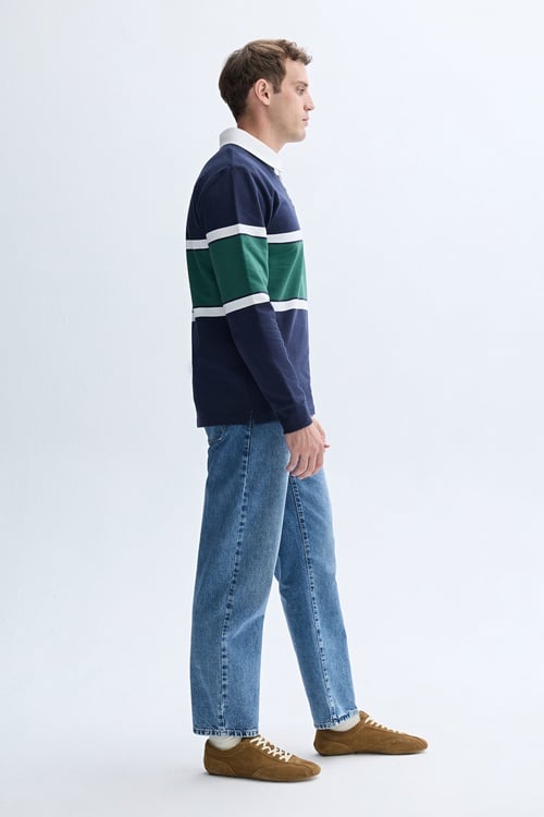 ÇİZGİLİ POLO YAKA SWEATSHIRT