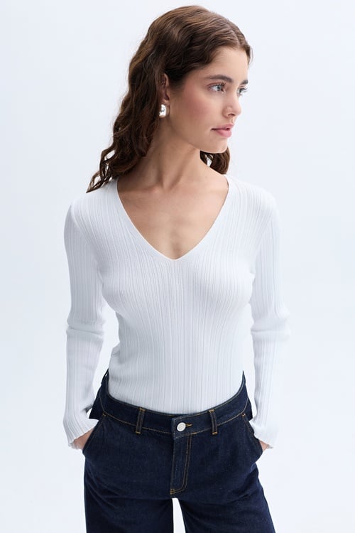 V YAKA FITTED TRİKO KAZAK