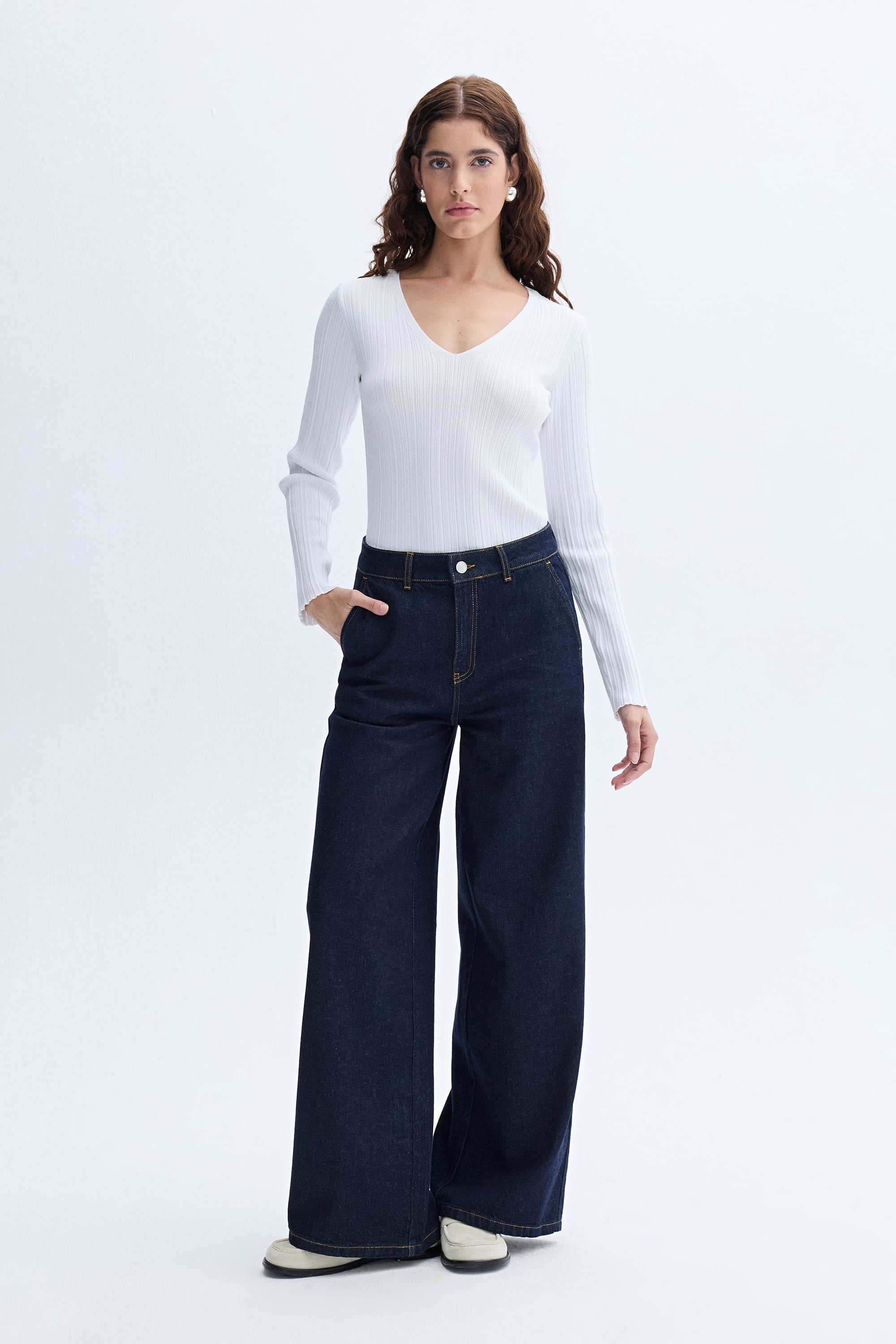 V YAKA FITTED TRİKO KAZAK