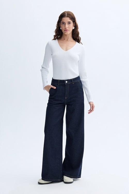 V YAKA FITTED TRİKO KAZAK