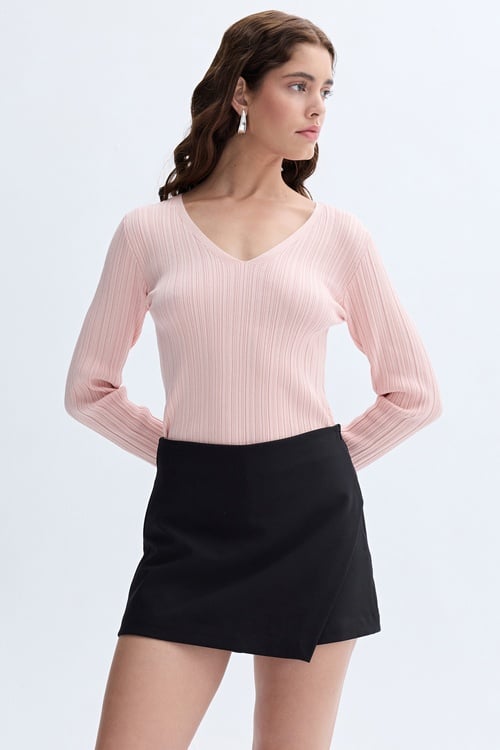 V YAKA FITTED TRİKO KAZAK