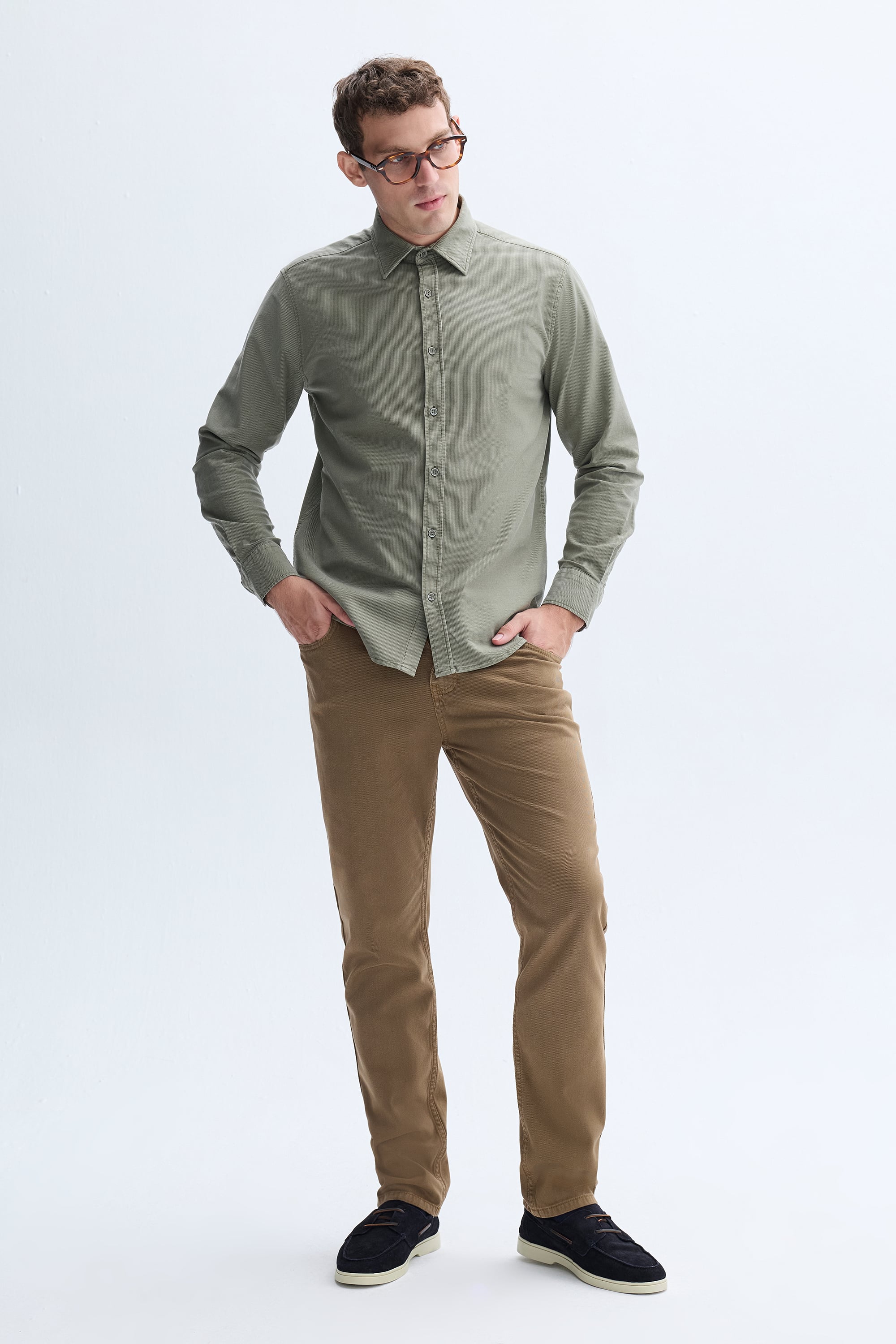 LİYOSEL KARIŞIMLI REGULAR FIT UZUN KOLLU GÖMLEK