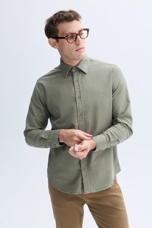 LİYOSEL KARIŞIMLI REGULAR FIT UZUN KOLLU GÖMLEK