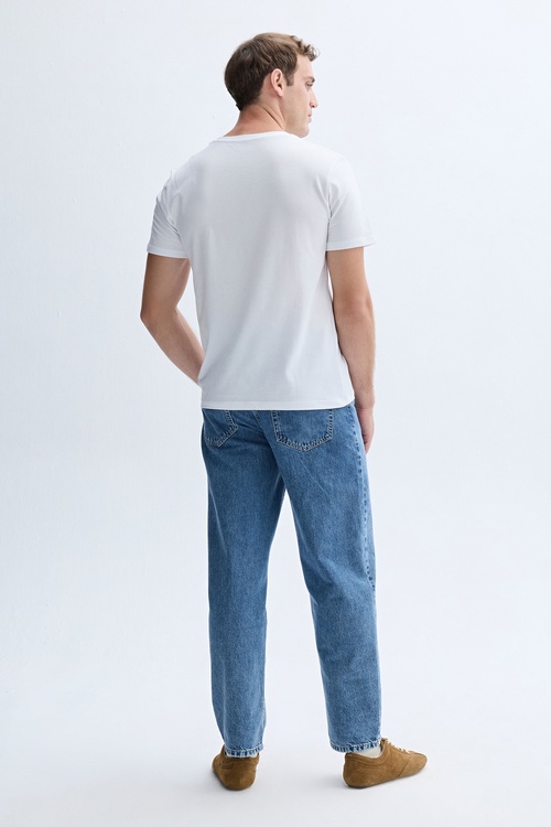 BASKILI BİSİKLET YAKA T-SHIRT