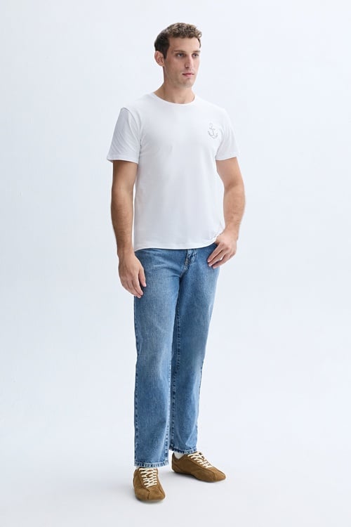 BASKILI BİSİKLET YAKA T-SHIRT