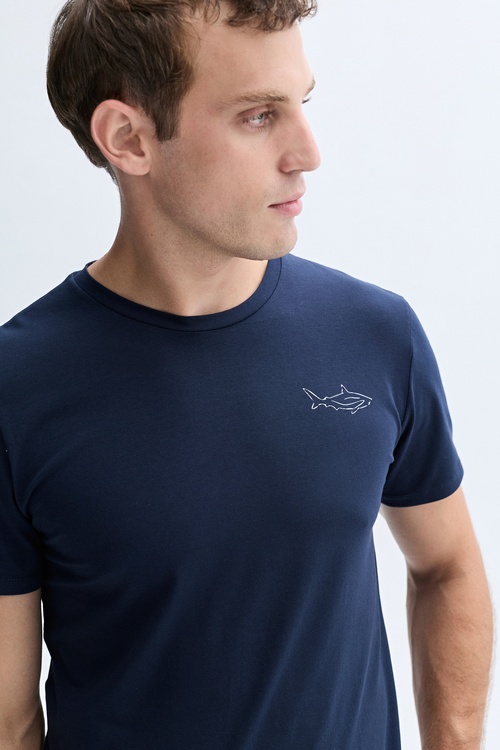 BASKILI BİSİKLET YAKA T-SHIRT