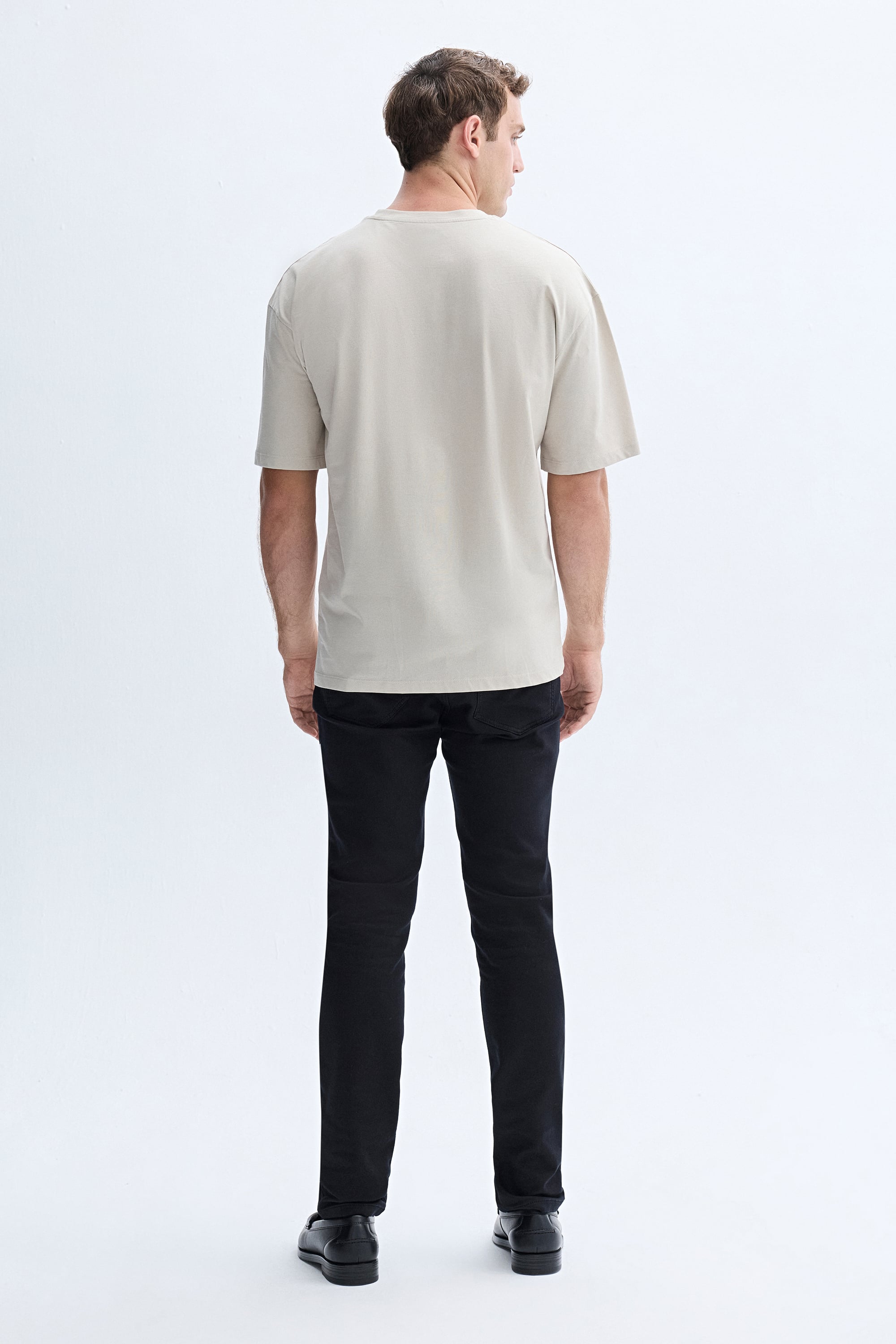 OVERSIZE BASKILI BİSİKLET YAKA T-SHIRT