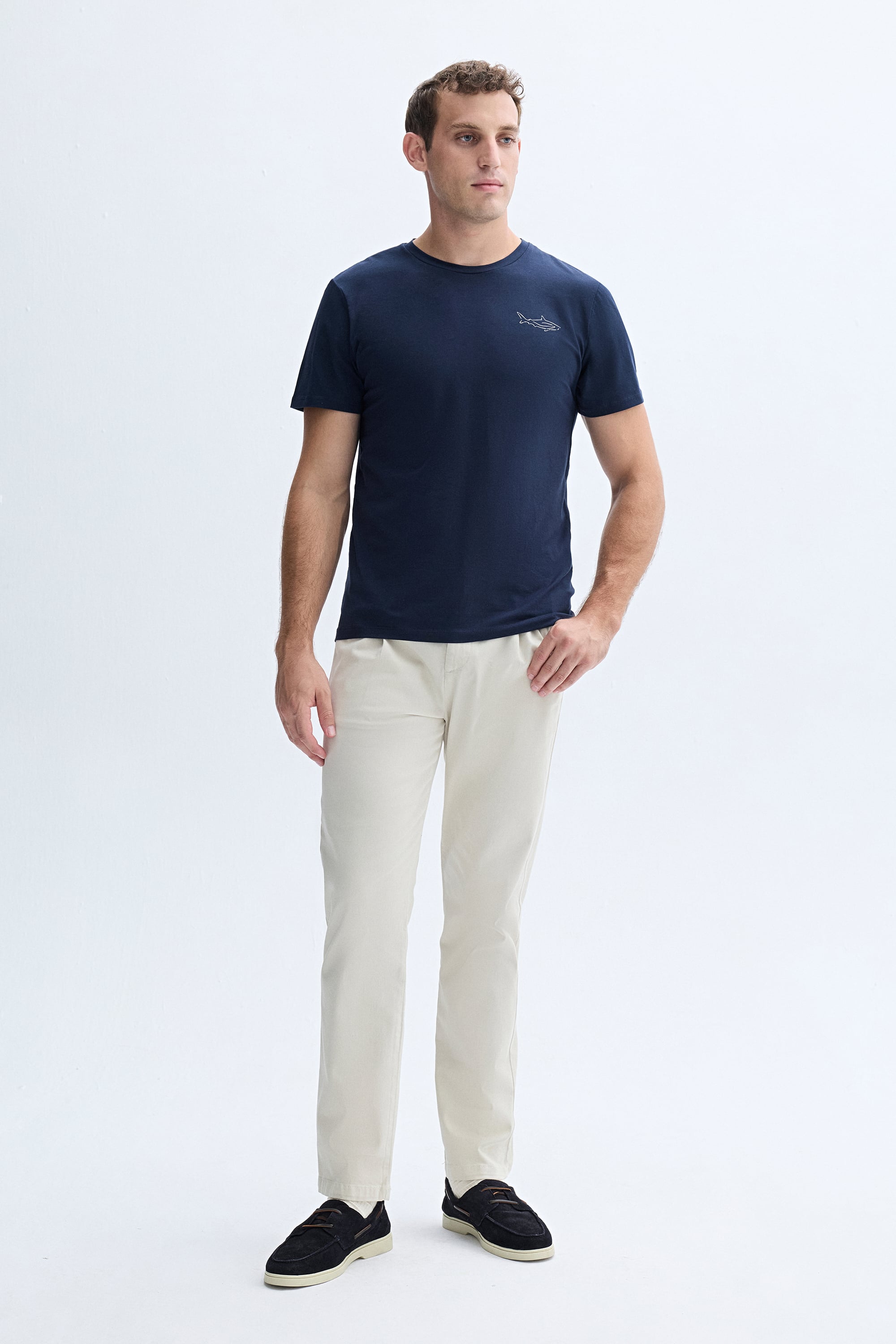 BASKILI BİSİKLET YAKA T-SHIRT