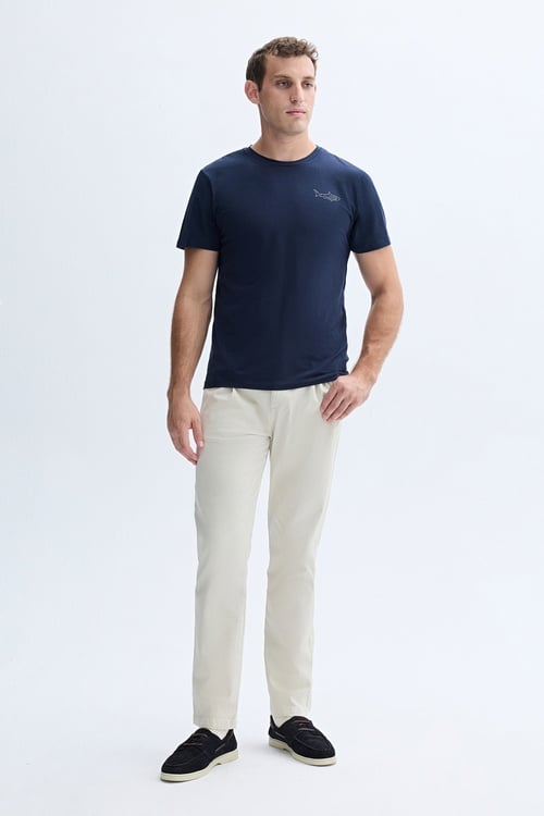 BASKILI BİSİKLET YAKA T-SHIRT