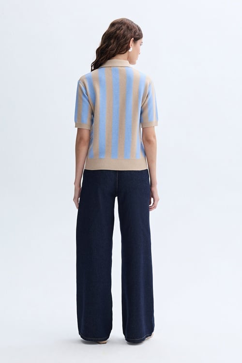 ÇİZGİLİ POLO YAKA KISA KOLLU TRİKO