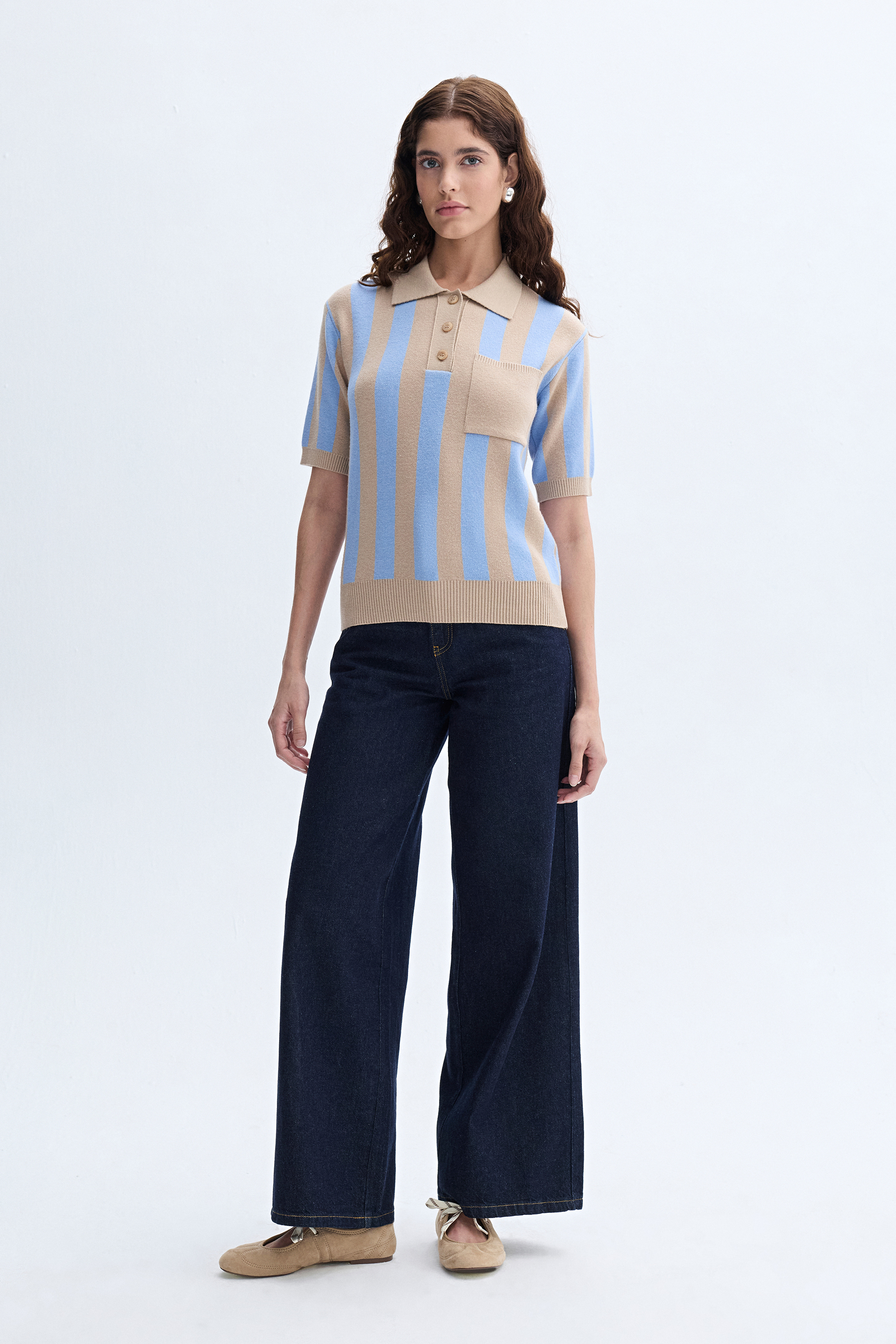 ÇİZGİLİ POLO YAKA KISA KOLLU TRİKO