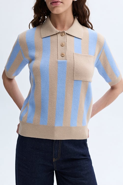 ÇİZGİLİ POLO YAKA KISA KOLLU TRİKO