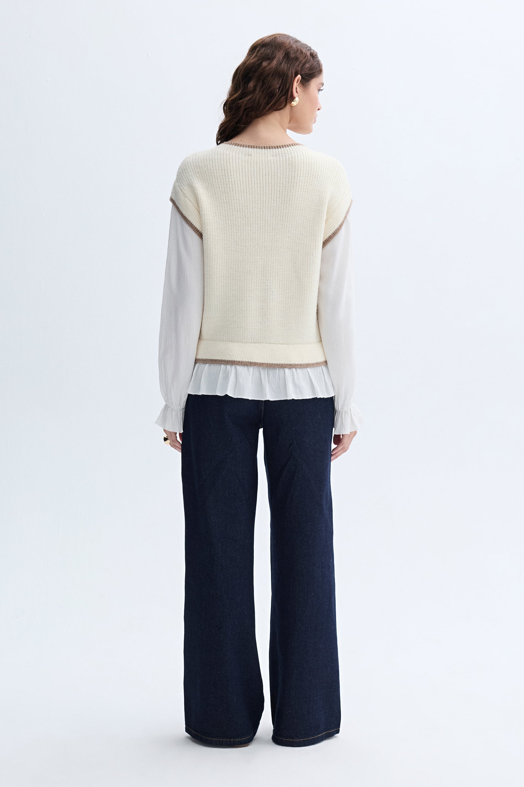 BİSİKLET YAKA SÜVETER GÖRÜNÜMLÜ TRİKO KAZAK