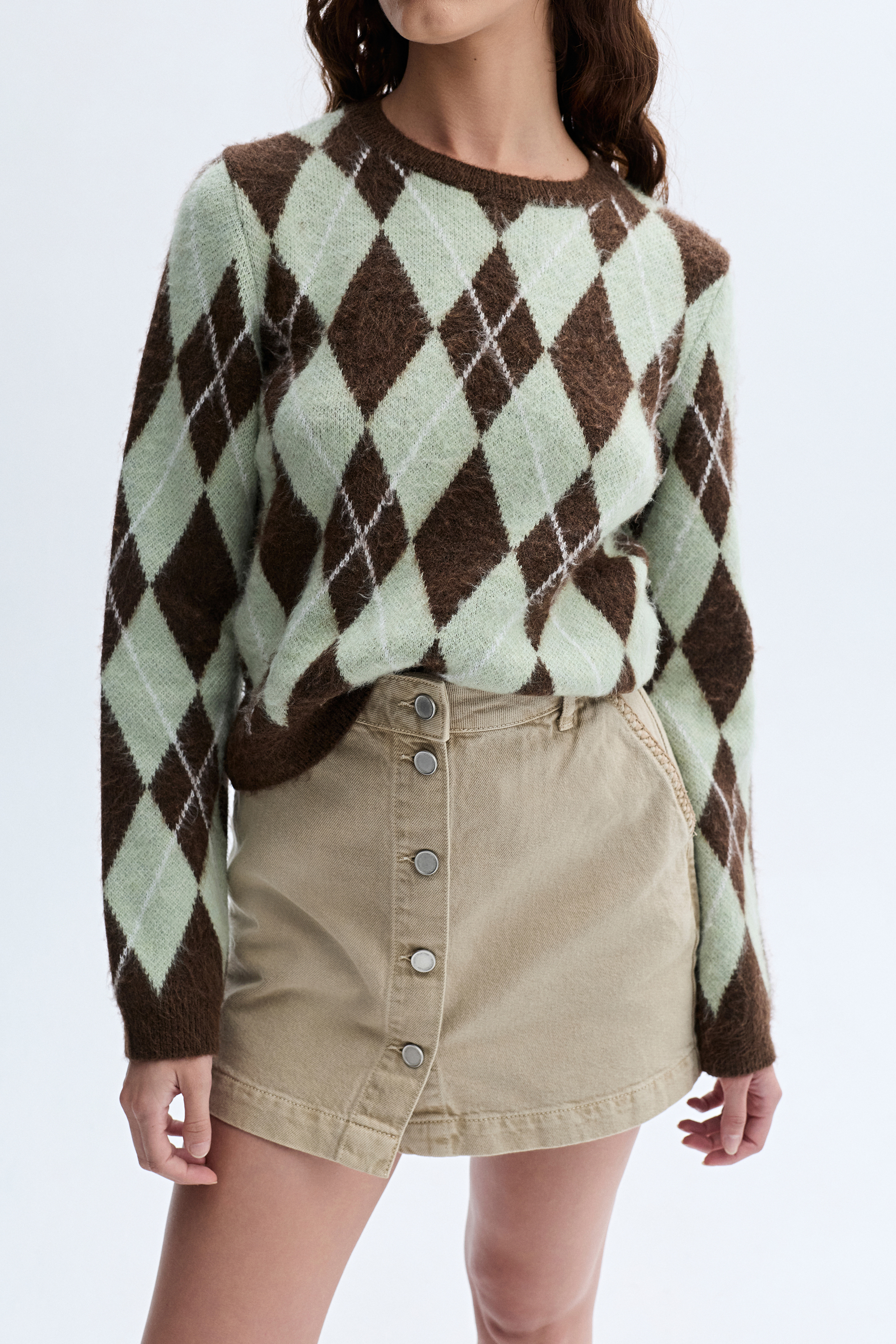 JAKARLI BAKLAVA DESENLİ BİSİKLET YAKA KAZAK