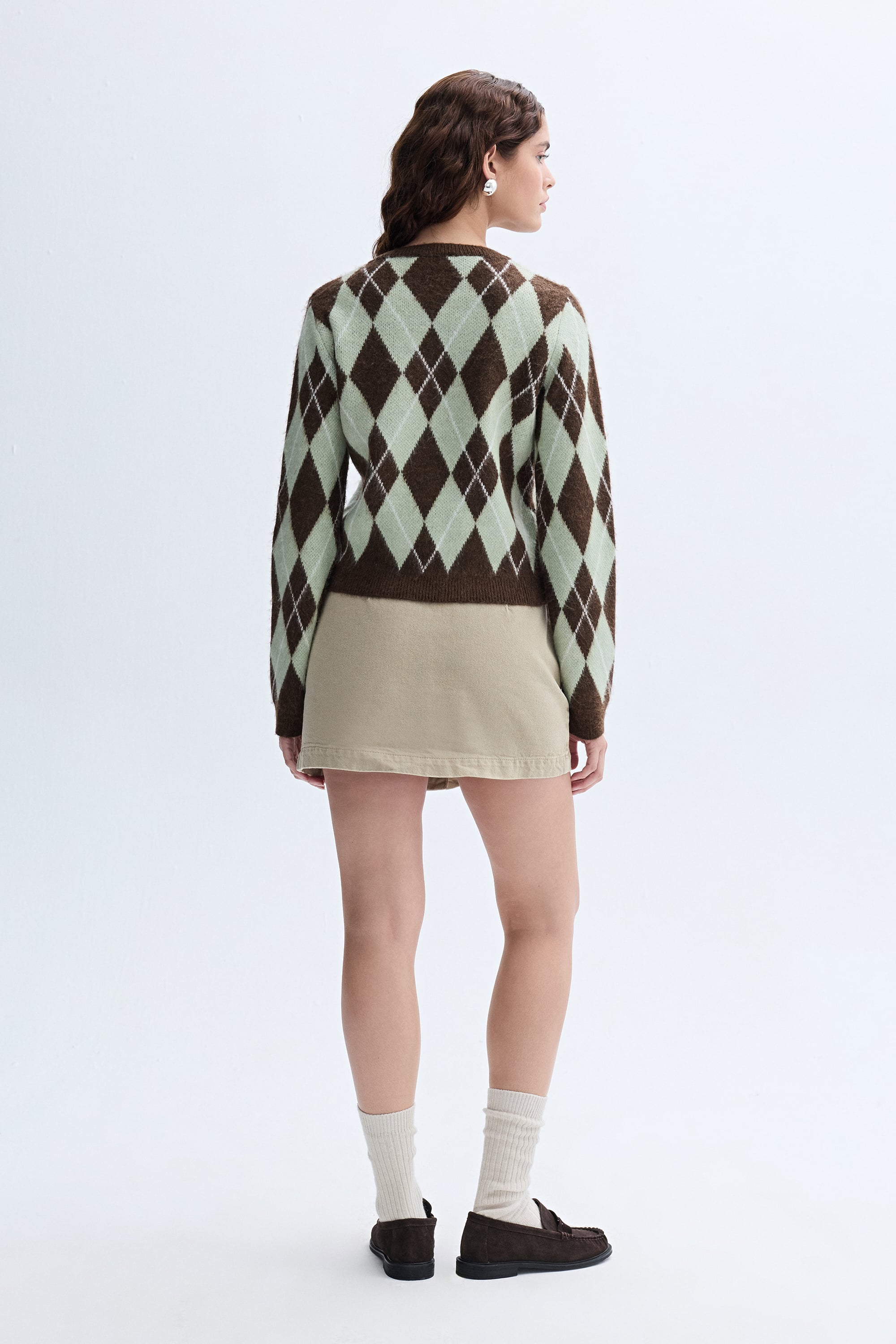 JAKARLI BAKLAVA DESENLİ BİSİKLET YAKA KAZAK