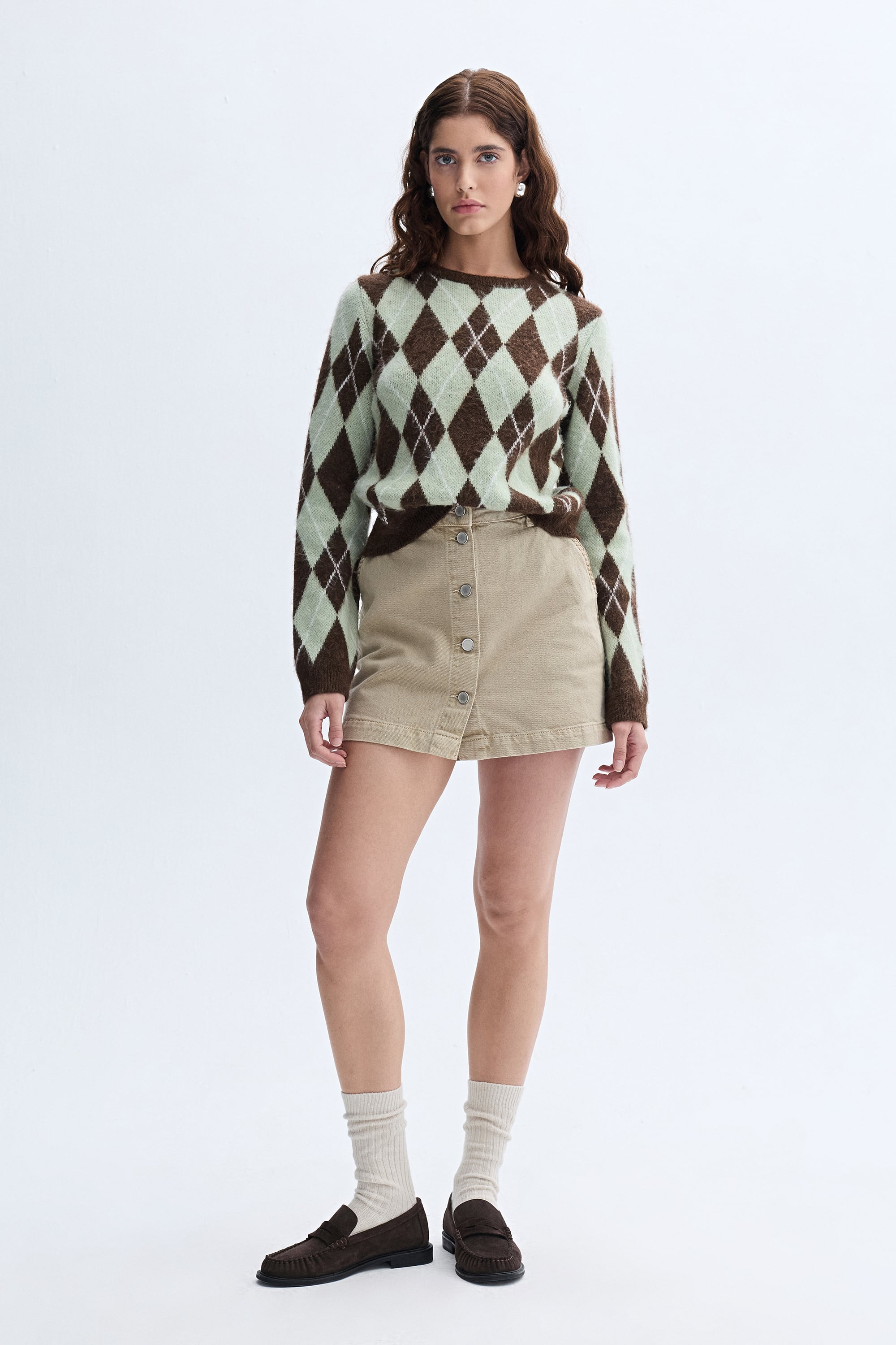 JAKARLI BAKLAVA DESENLİ BİSİKLET YAKA KAZAK