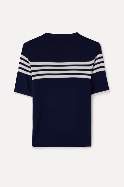 FITTED ÇİZGİLİ KISA KOLLU TRİKO