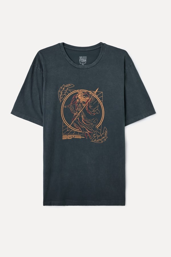 BASKILI BİSİKLET YAKA T-SHIRT