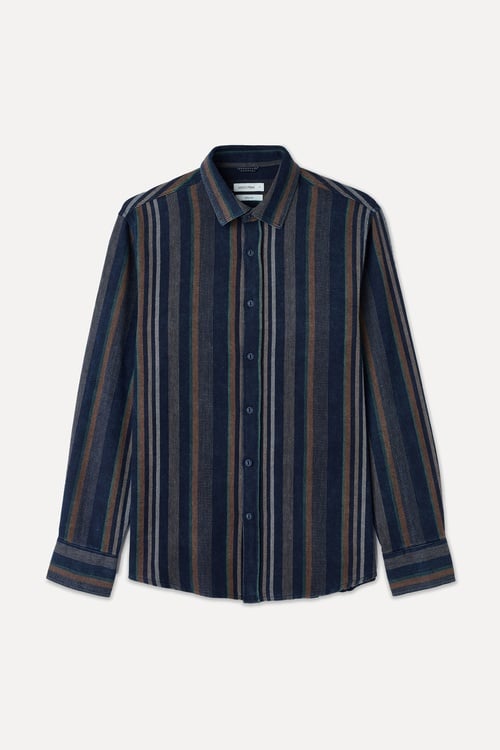 REGULAR FIT ÇİZGİLİ UZUN KOLLU GÖMLEK