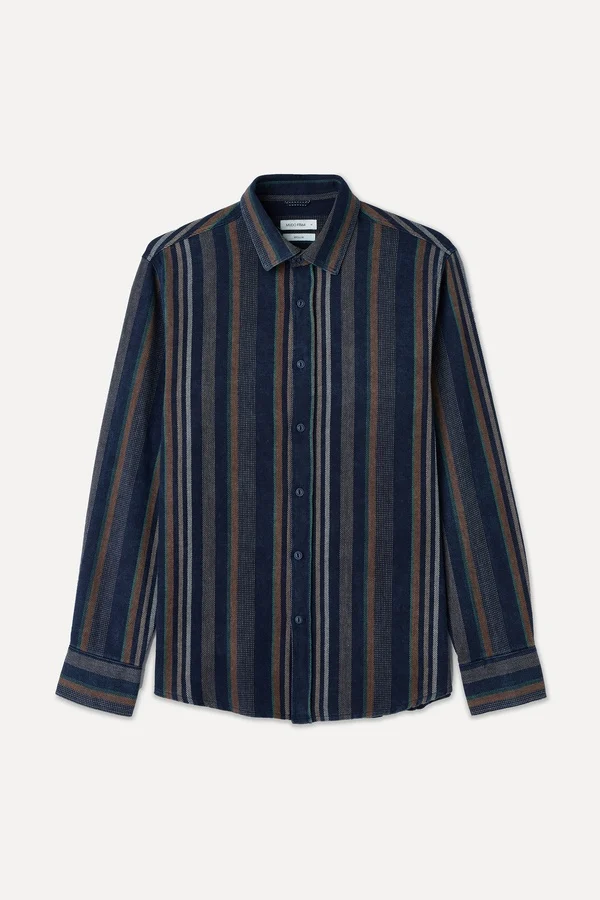 REGULAR FIT ÇİZGİLİ UZUN KOLLU GÖMLEK