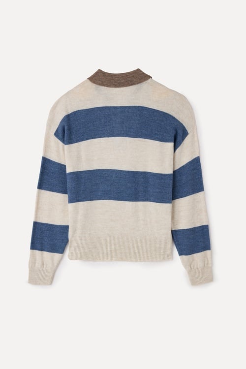 ÇİZGİLİ LOOSE FIT POLO YAKA TRİKO KAZAK