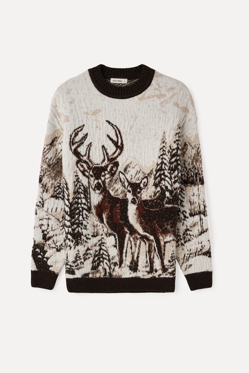 LOOSE FIT JAKARLI BİSİKLET YAKA KAZAK