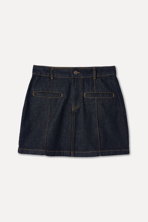  DİKİŞ DETAYLI MİNİ JEAN ETEK