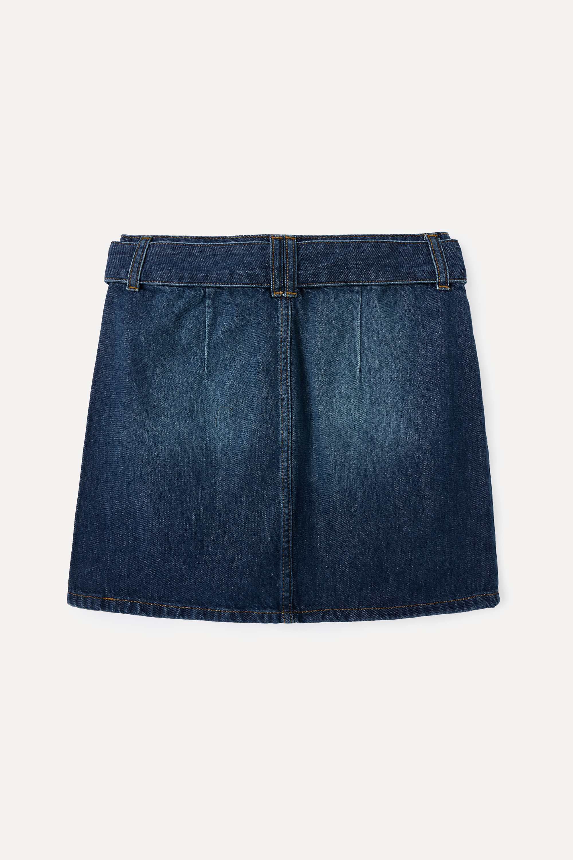 KEMER DETAYLI MİNİ JEAN ETEK